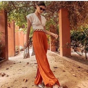 Zara Flowy Wide Leg Silky Pants